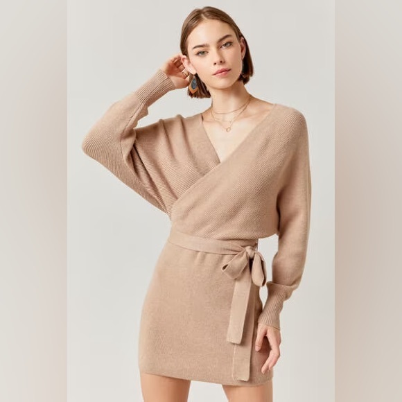 Francesca’s Tan Sweater Dress - Picture 1 of 2